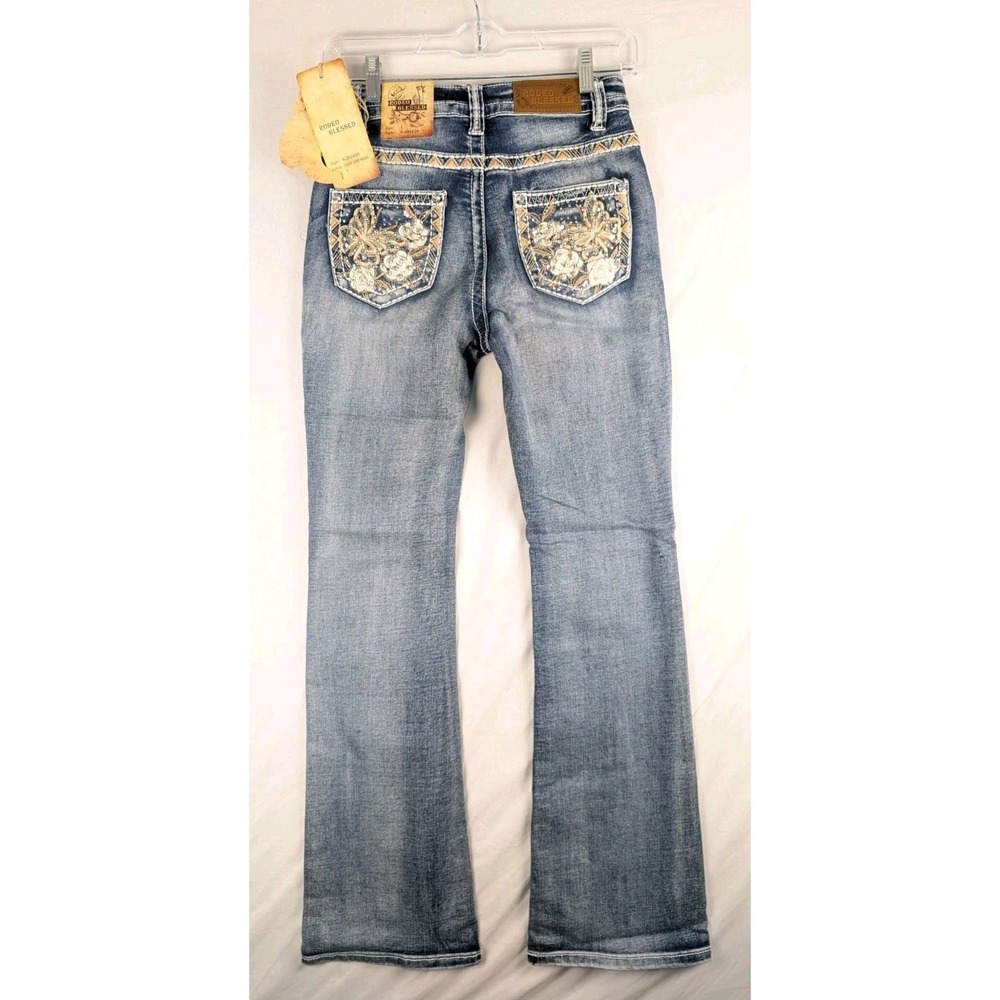 Rodeo Blessed Jeans Size‎ 11 Bejeweled Boot cut Y2K Cowboy Western NWT
